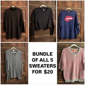 Size L - Bundle of ALL 5 Sweaters! Zara, All in Motion, Soft Surroundings…